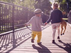 Atrakcje dla dzieci w Warszawie – obowiązkowe punkty, które trzeba odwiedzić! Dzieci na mostku w parku