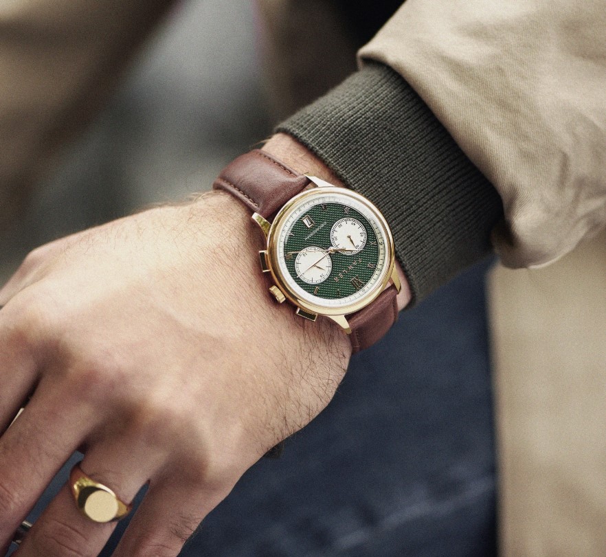 Cicero – zielony-zegarek vintage z chronografem