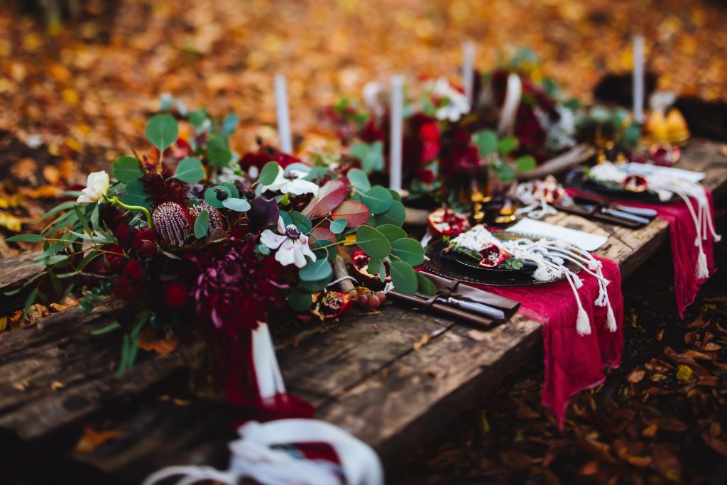 jesienny stół weselny